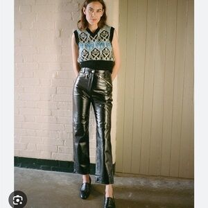 Alexa Chung Black Leather Pants